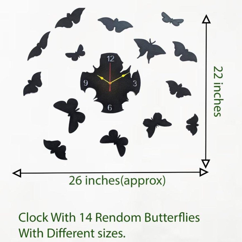 3D Wooden Butterflies Wall Clock