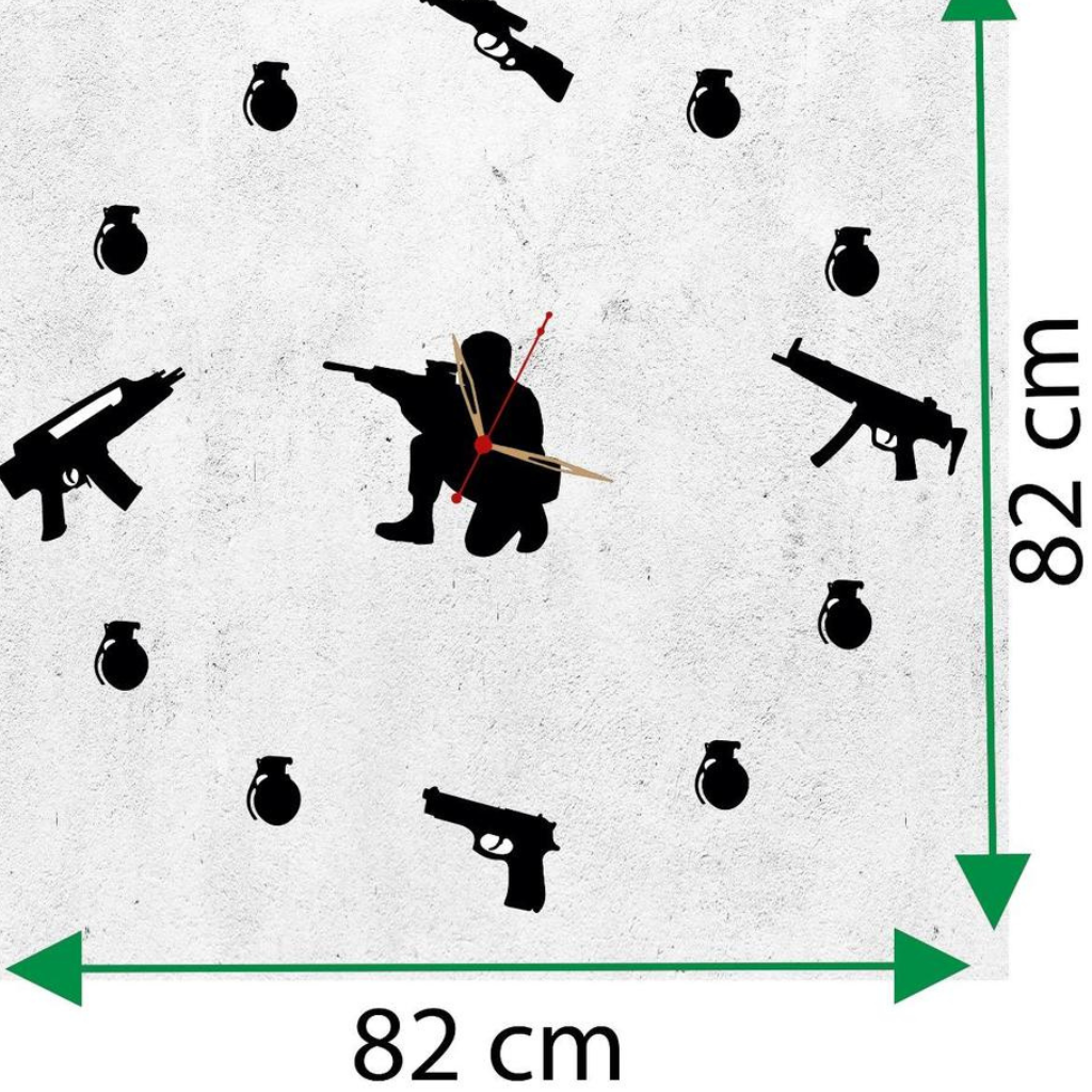 Guns and Bombs Wooden Wall Clock