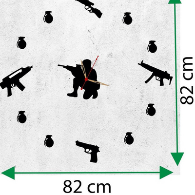 Guns and Bombs Wooden Wall Clock