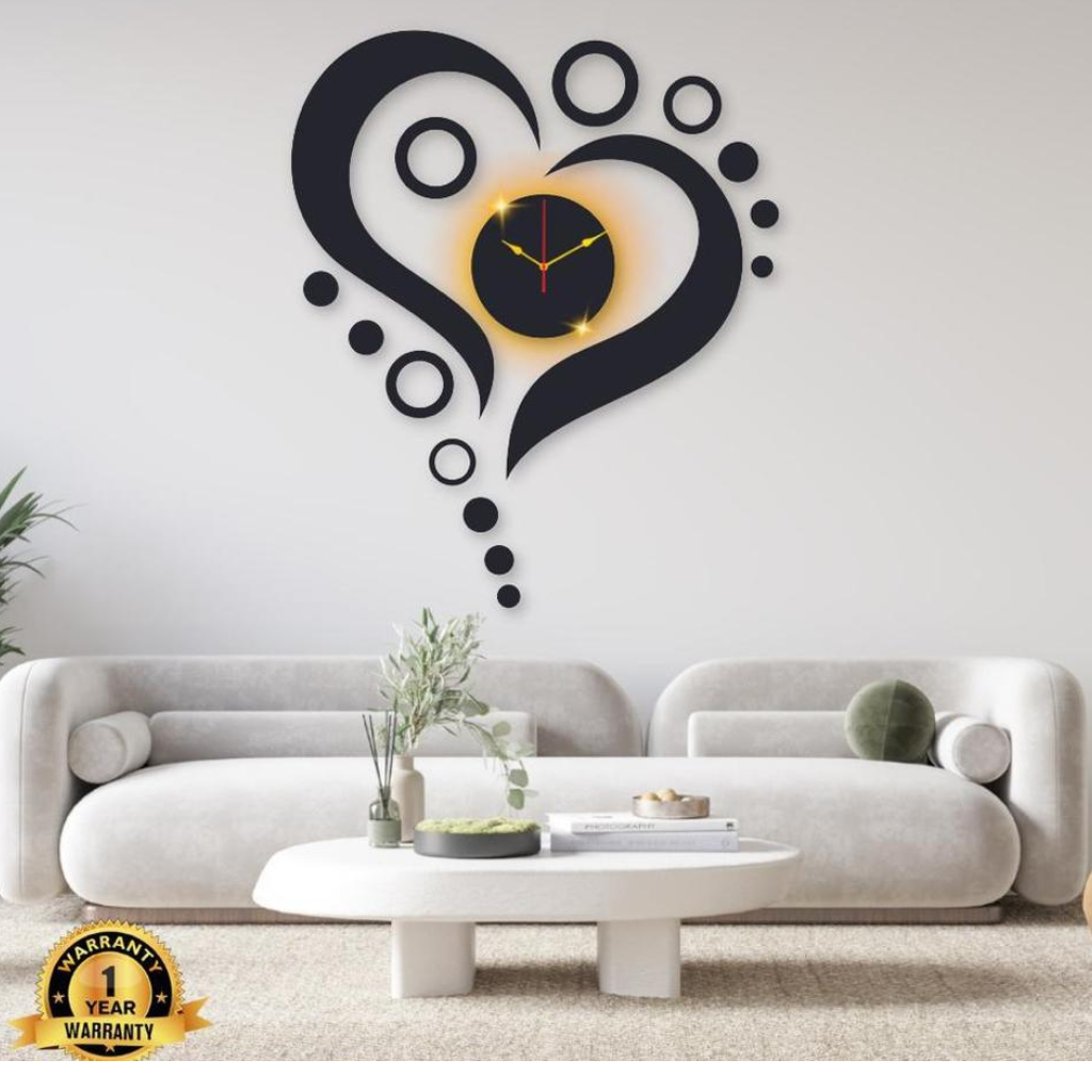 Heart Design Wall Clock With Backlight