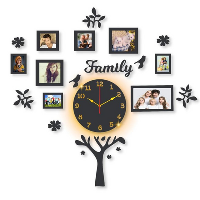 Beautiful Family Tree Wall Clock With Backlight