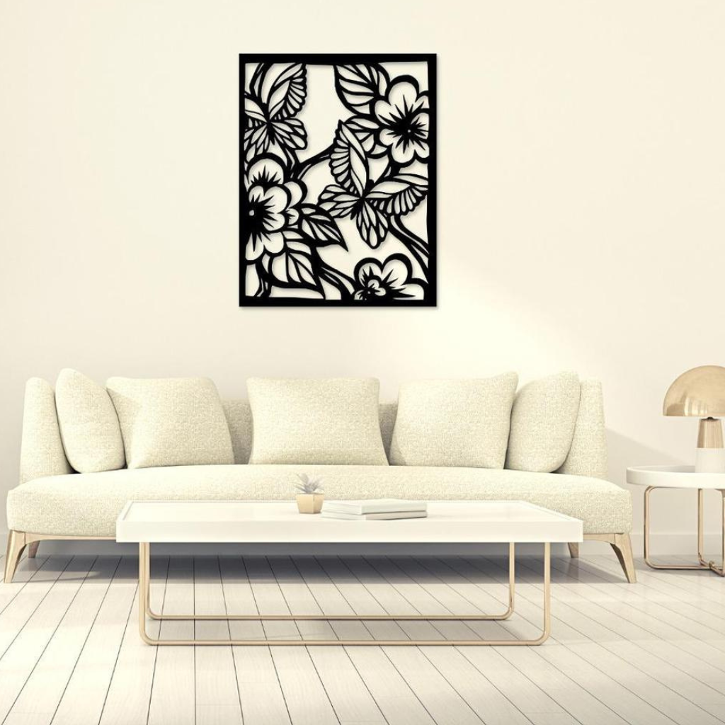Flower Butterflies Frame, Wall Art Decor