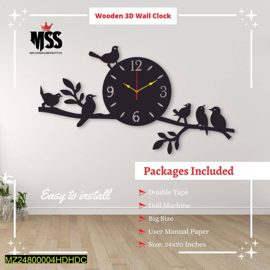 Analog Stylish Birds Design Wall Clock
